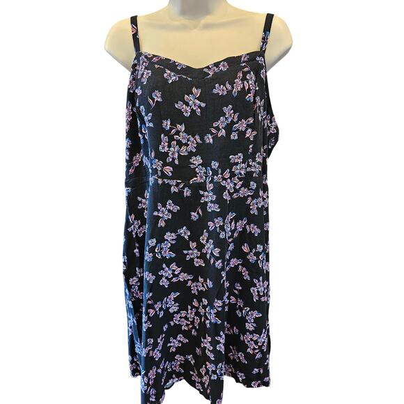 Torrid sz 2 (2X) tank tunic dress summer floral coquette stretch comfort black - Picture 1 of 8